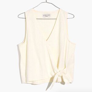Madewell Ivory Textured Wrap-Tie Tank Top -Size S